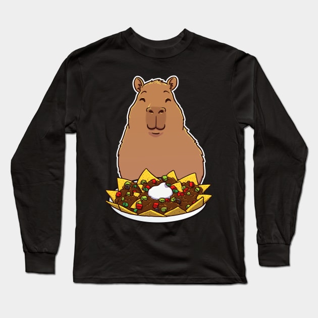 Capybara Nachos Long Sleeve T-Shirt by capydays